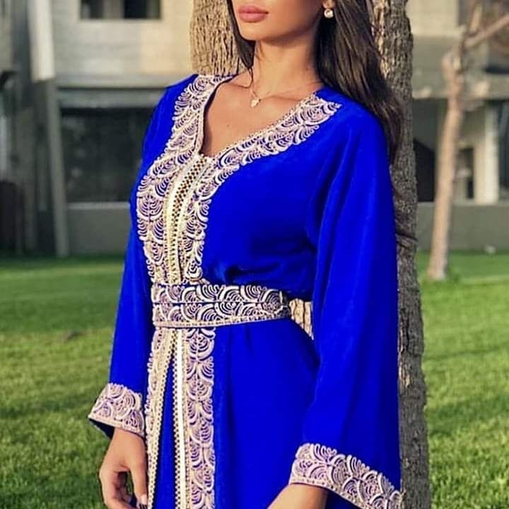 Caftan marocain moderne bleu Modèle 2019